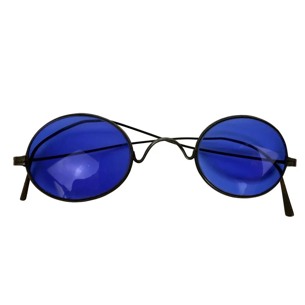 Antique Blue Tinted Lens Spectacles Glasses Vintage - B2